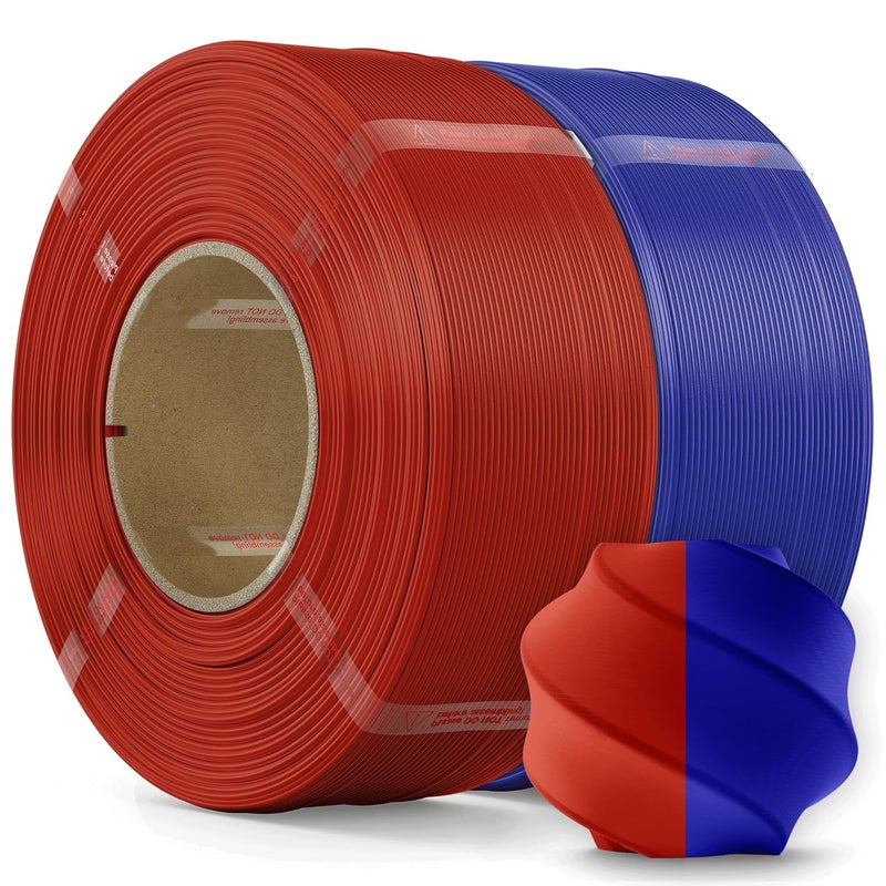 MarsWork PLA Filament 1.75mm PLA 3D Printer Filament(Refill),2kg Refill for Reusable Spools(4.4lbs),Premium Quality 3D Printing Filament for Bambu lab 3D Printers,Red+Dark Blue - Image 1